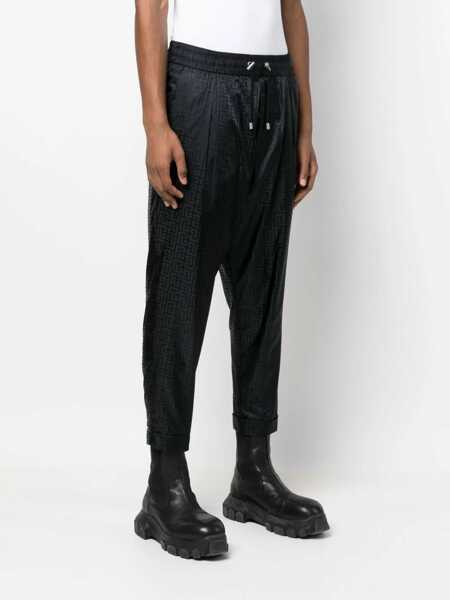 Pantaloni de trening Balmain Monogram Nylon Sweatpants With Flush Pockets Black Barbati (BM 16595799) 3