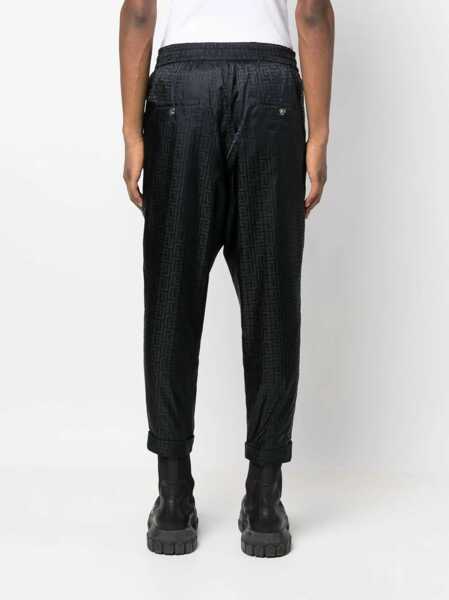 Pantaloni de trening Balmain Monogram Nylon Sweatpants With Flush Pockets Black Barbati (BM 16595799) 4