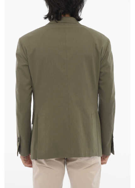 Sacouri CORNELIANI Solid Color Stretch Cotton Circle 2-Button Blazer Green Barbati (BM 16595901) 2