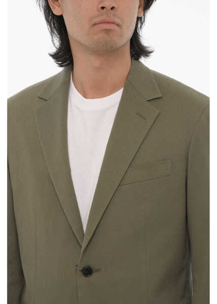 Sacouri CORNELIANI Solid Color Stretch Cotton Circle 2-Button Blazer Green Barbati (BM 16595901) 3