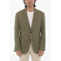 Sacouri CORNELIANI Solid Color Stretch Cotton Circle 2-Button Blazer
