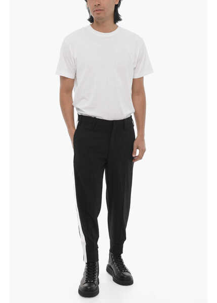 Pantaloni casual Neil Barrett Slim-Fit Pants With Contrasting Side Stripe Black Barbati (BM 16595910) 4