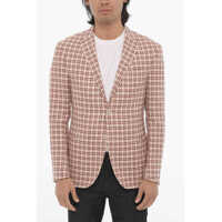 Sacouri CORNELIANI Checked Linen Blend Light 2-Button Blazer