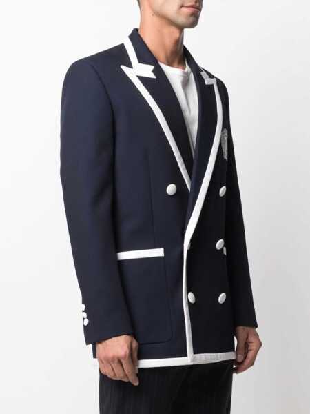 Sacouri Balmain Double-Breasted Twill Wool Blazer With Contrasting Edges Blue Barbati (BM 16595943) 3