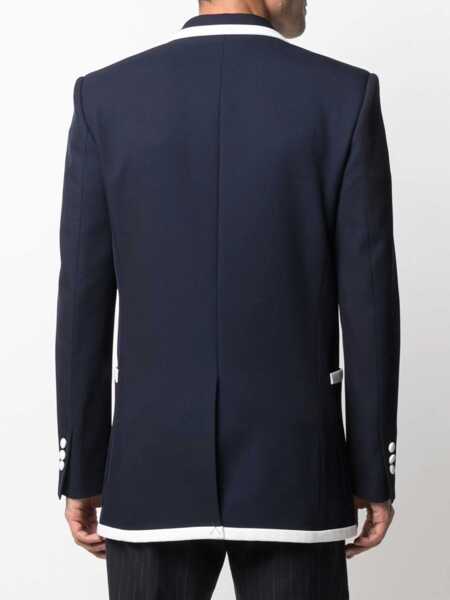 Sacouri Balmain Double-Breasted Twill Wool Blazer With Contrasting Edges Blue Barbati (BM 16595943) 4
