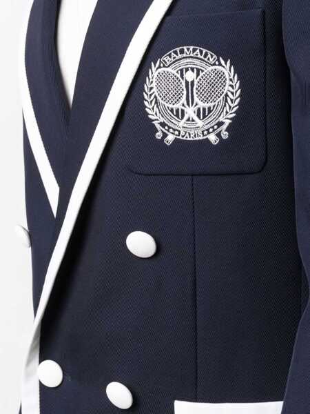 Sacouri Balmain Double-Breasted Twill Wool Blazer With Contrasting Edges Blue Barbati (BM 16595943) 5