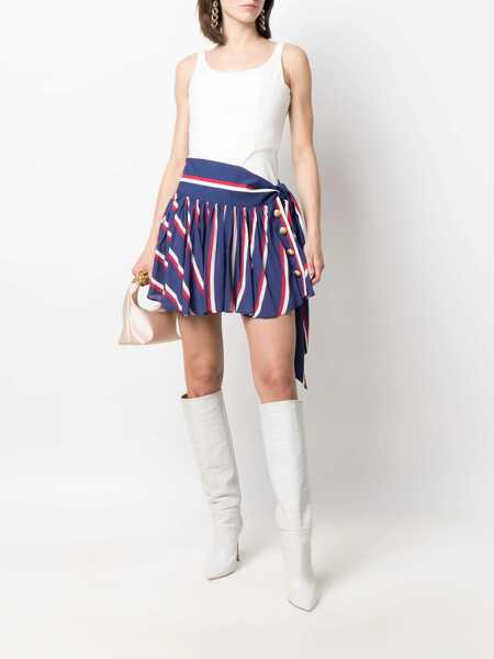 Fuste scurte Balmain Striped Viscose Pleated Miniskirt Blue Femei (BM 16595949) 2