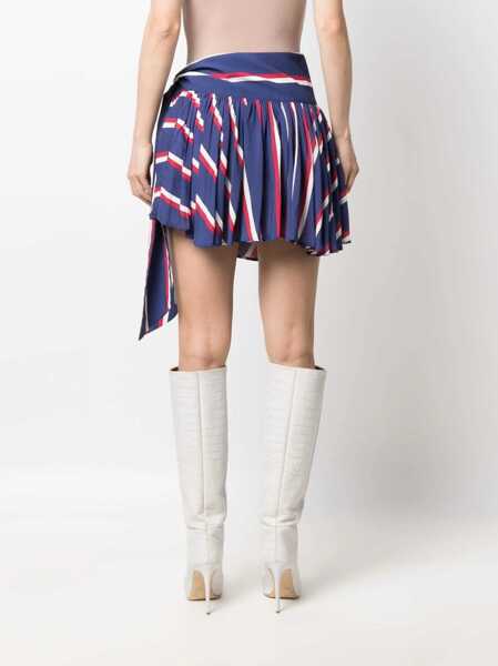 Fuste scurte Balmain Striped Viscose Pleated Miniskirt Blue Femei (BM 16595949) 4
