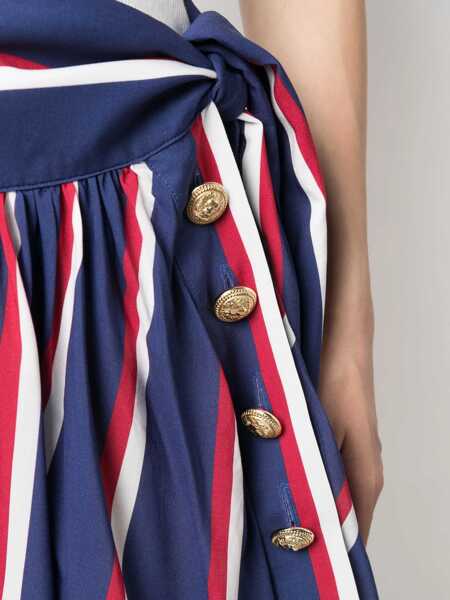 Fuste scurte Balmain Striped Viscose Pleated Miniskirt Blue Femei (BM 16595949) 5