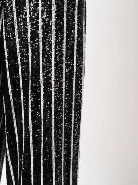 Pantaloni casual Balmain Sequined Striped High-Waisted Pants Black & White Femei (BM 16595985) 5
