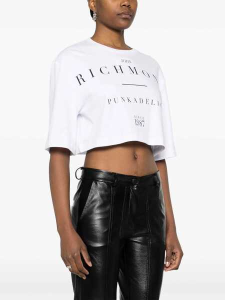 Tricouri John Richmond Cropped Genya T-Shirt With Oversized Fit White Femei (BM 16596081) 3