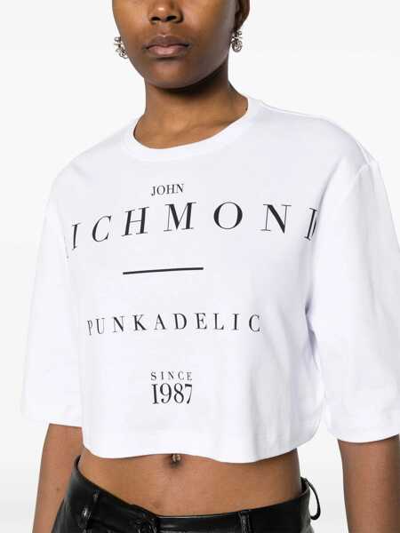 Tricouri John Richmond Cropped Genya T-Shirt With Oversized Fit White Femei (BM 16596081) 5