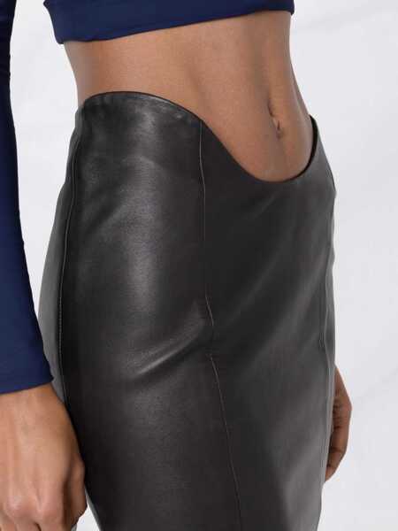 Fuste casual Balmain Rounded Cut Leather Mini Skirt Black Femei (BM 16596114) 3