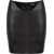 Balmain Rounded Cut Leather Mini Skirt Black