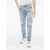 Balmain Light Wash Tapered Fit Biker Denims 16Cm Light Blue