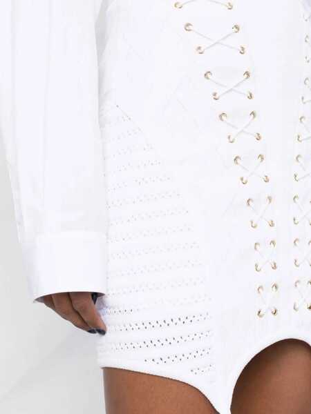 Fuste scurte Balmain Lace-Up Design Knitted Miniskirt White Femei (BM 16596135) 3