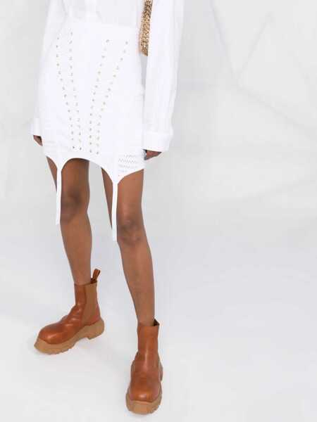 Fuste scurte Balmain Lace-Up Design Knitted Miniskirt White Femei (BM 16596135) 5