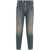 Balmain Vintage Washed Biker Denims With Elastic Waistband 15Cm Blue