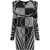 Balmain Geometric Patterned Rhinestoned Sheath Dress Black & White