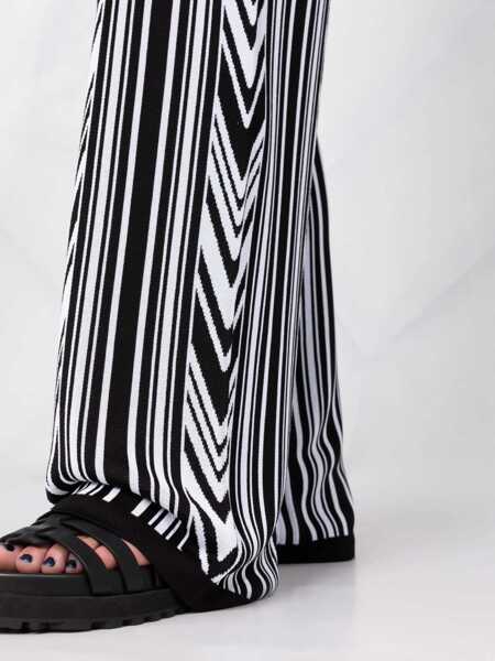 Pantaloni casual Balmain Wide-Fit Pants With Geometric Pattern Black & White Femei (BM 16596162) 3
