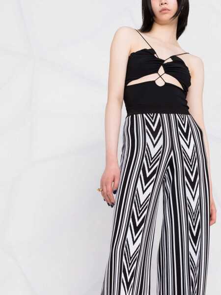 Pantaloni casual Balmain Wide-Fit Pants With Geometric Pattern Black & White Femei (BM 16596162) 5