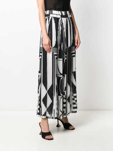 Fuste lungi Balmain Pleated Longuette Skirt With Geometric Print Black & White Femei (BM 16596168) 3