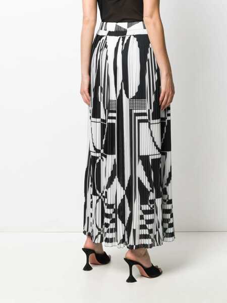 Fuste lungi Balmain Pleated Longuette Skirt With Geometric Print Black & White Femei (BM 16596168) 4