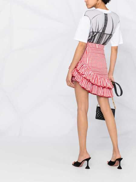 Fuste scurte Balmain Ruched Checkered Skirt Red Femei (BM 16596171) 4