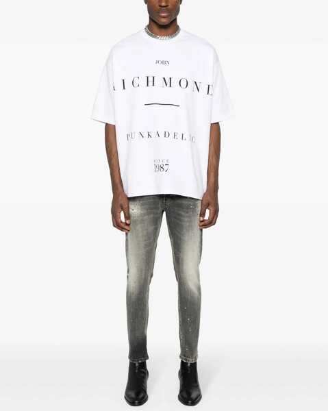 Tricouri John Richmond Pelac Oversized T-Shirt With Contrasting Print White Barbati (BM 16596372) 2