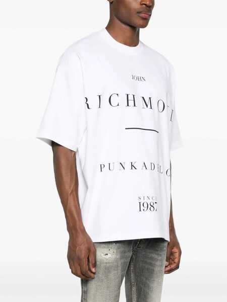 Tricouri John Richmond Pelac Oversized T-Shirt With Contrasting Print White Barbati (BM 16596372) 3