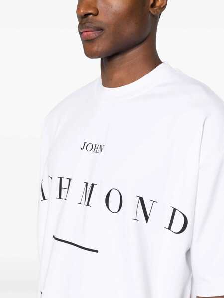 Tricouri John Richmond Pelac Oversized T-Shirt With Contrasting Print White Barbati (BM 16596372) 5