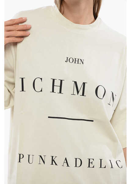 Tricouri John Richmond Pelac Oversized T-Shirt With Contrasting Print Beige Barbati (BM 16597110) 3