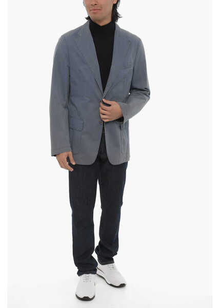 Sacouri CORNELIANI Id Half-Lined Cotton Blazer With Patch Pockets Light Blue Barbati (BM 16597122) 4