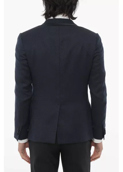 Sacouri CORNELIANI Shawl Lapel Cerimonia Academy Jacquard Blazer Blue Barbati (BM 16597125) 2