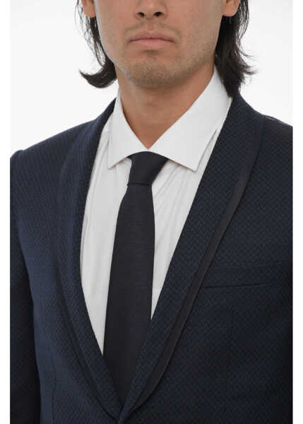 Sacouri CORNELIANI Shawl Lapel Cerimonia Academy Jacquard Blazer Blue Barbati (BM 16597125) 3