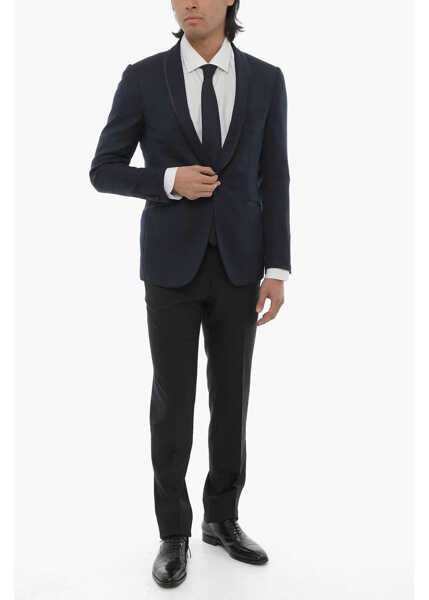 Sacouri CORNELIANI Shawl Lapel Cerimonia Academy Jacquard Blazer Blue Barbati (BM 16597125) 4