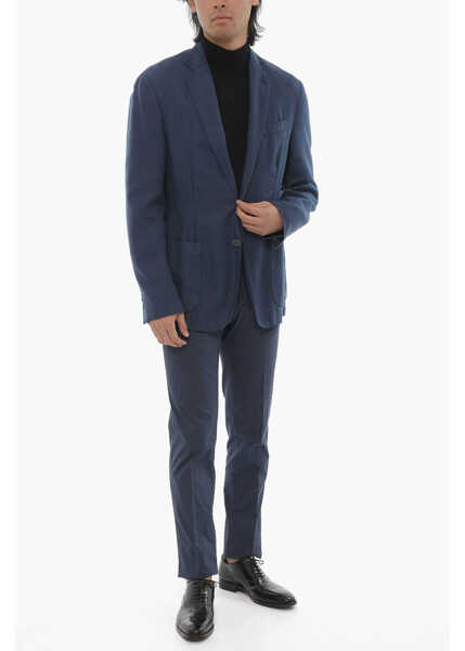 Sacouri CORNELIANI Cc Collection Wool Blend Blazer With Patch Pockets Blue Barbati (BM 16597140) 4