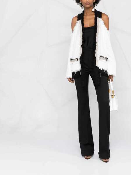 Sacouri Balmain Tweed Cold-Shoulder Blazer With Contrasting Hems Black & White Femei (BM 16597152) 2