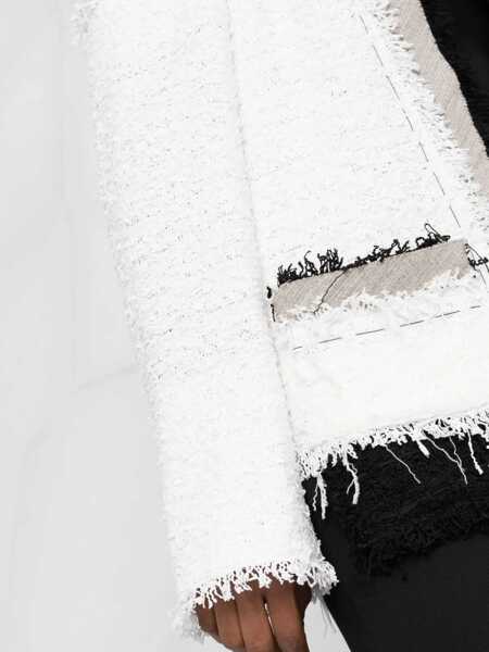 Sacouri Balmain Tweed Cold-Shoulder Blazer With Contrasting Hems Black & White Femei (BM 16597152) 3