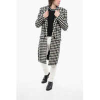 Paltoane Balmain pentru Barbati - Paltoane Balmain Houndstooth Patterned Tweed Coat With Velour Buttons Black & White Barbati (BM 16597164) - B-mall.ro