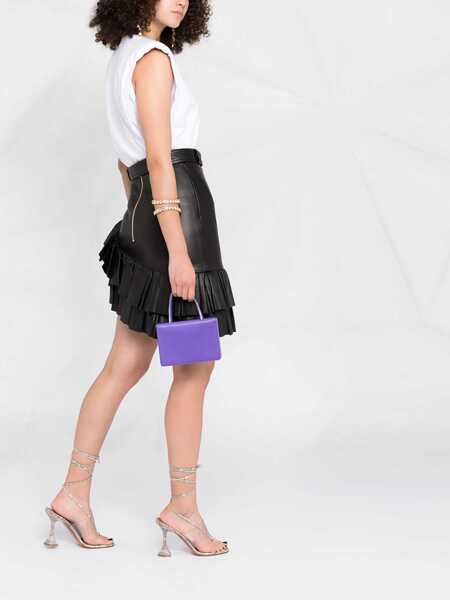 Fuste casual Balmain Asymmetric Leather Miniskirt With Logoed Belt Black Femei (BM 16597176) 4