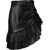 Balmain Asymmetric Leather Miniskirt With Logoed Belt Black