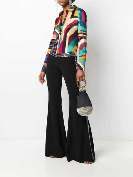 Pantaloni casual Balmain Flare-Fit Pants With Sequined Side Bands Black Femei (BM 16597386) 2