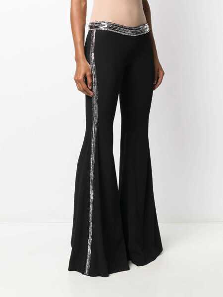 Pantaloni casual Balmain Flare-Fit Pants With Sequined Side Bands Black Femei (BM 16597386) 3