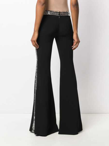 Pantaloni casual Balmain Flare-Fit Pants With Sequined Side Bands Black Femei (BM 16597386) 4