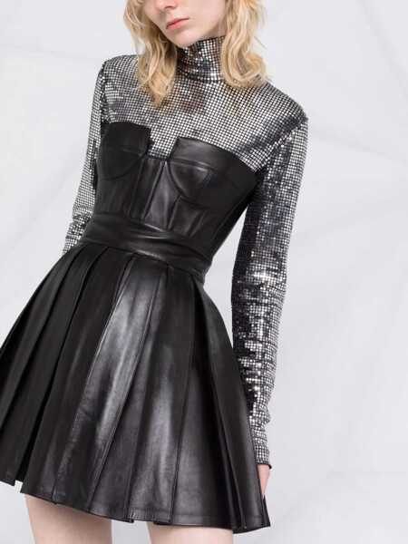 Rochii de zi Balmain Leather Bustier Dress With Pleated Skirt Black Femei (BM 16597395) 3