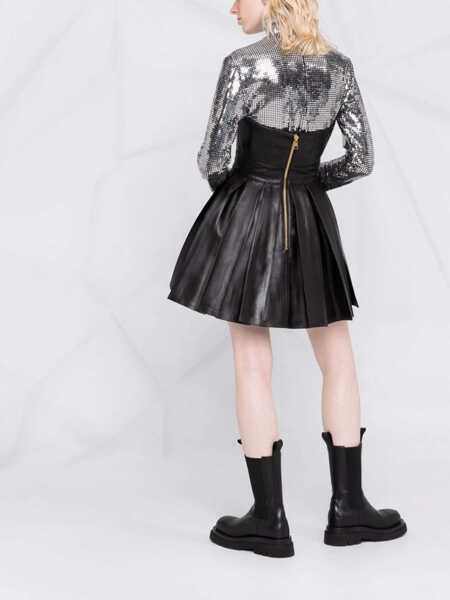 Rochii de zi Balmain Leather Bustier Dress With Pleated Skirt Black Femei (BM 16597395) 4