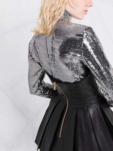 Rochii de zi Balmain Leather Bustier Dress With Pleated Skirt Black Femei (BM 16597395) 5