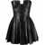 Balmain Leather Bustier Dress With Pleated Skirt Black