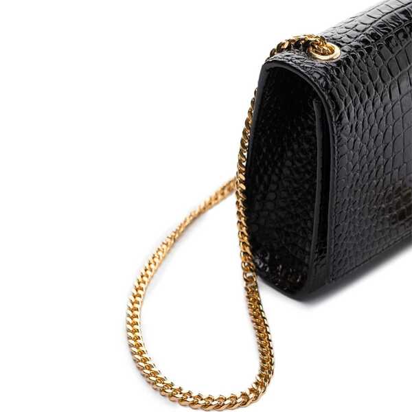 Genti de mana Saint Laurent Saint Laurent Kate Medium Tassel Crocodile Embossed Leather Bag Black Femei (BM 16597422) 3